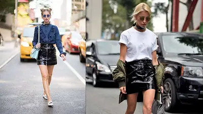 Looks con falda charol. Looks con falda charol.