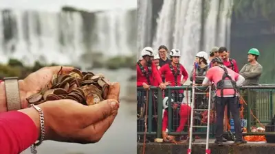 Limpiaron las cascadas de las cataratas del Iguazú y se encontraron con más de 400 kilos de monedas del lado brasilero: la razón Limpiaron las cascadas de las cataratas del Iguazú y se encontraron con más de 400 kilos de monedas del lado brasilero: la razón