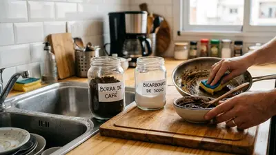 limpiador casero con café y bicarbonato de sodio. limpiador casero con café y bicarbonato de sodio.