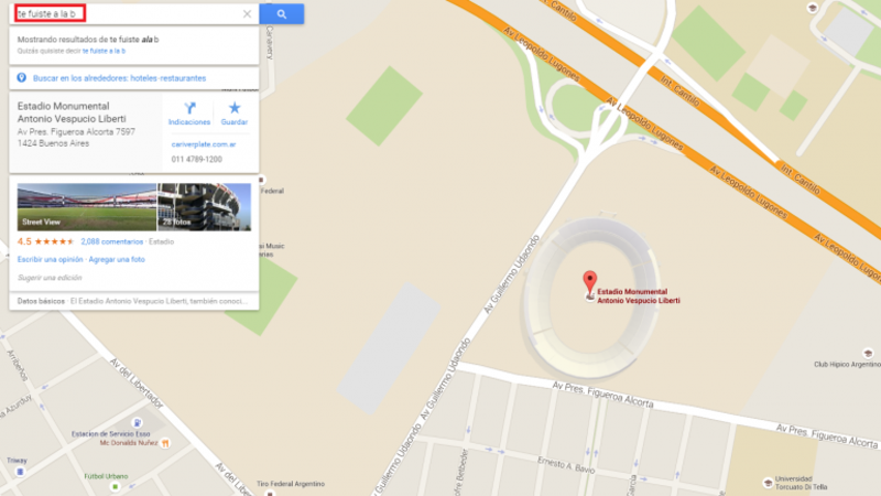 Las insólitas búsquedas de Google Maps que vuelven loco a los futboleros