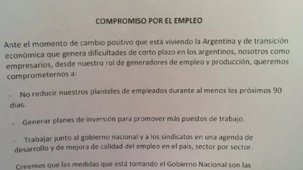 El documento que firmó el Gobierno con empresarios para no despedir