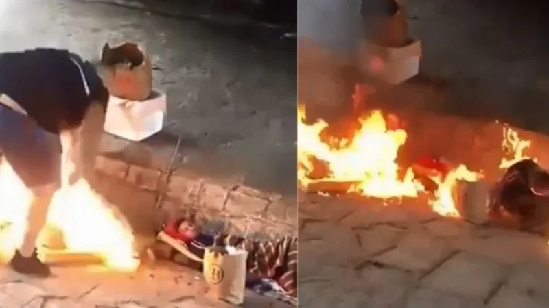 Indignación: Prendieron fuego a dos indigentes que dormían en la calle y lo filmaron