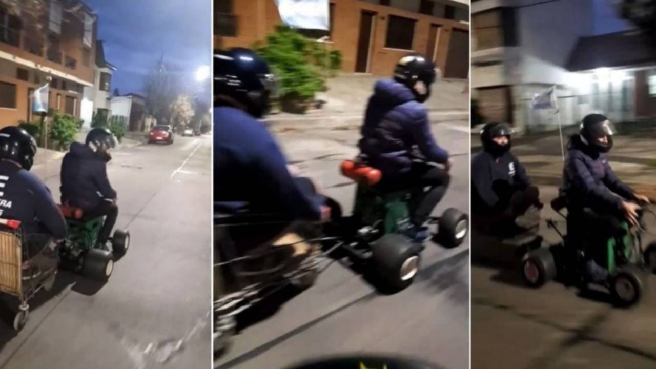 Insólito: rompieron la cuarentena con un cuatriciclo hecho de un cajón de cerveza