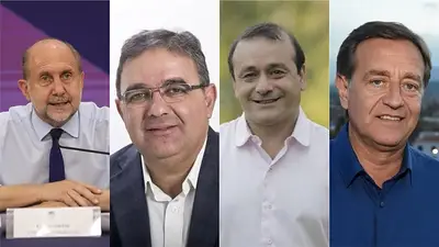 Omar Perotti, Raúl Jalil, Oscar Herrera Ahuad y Rodolfo Suárez Omar Perotti, Raúl Jalil, Oscar Herrera Ahuad y Rodolfo Suárez