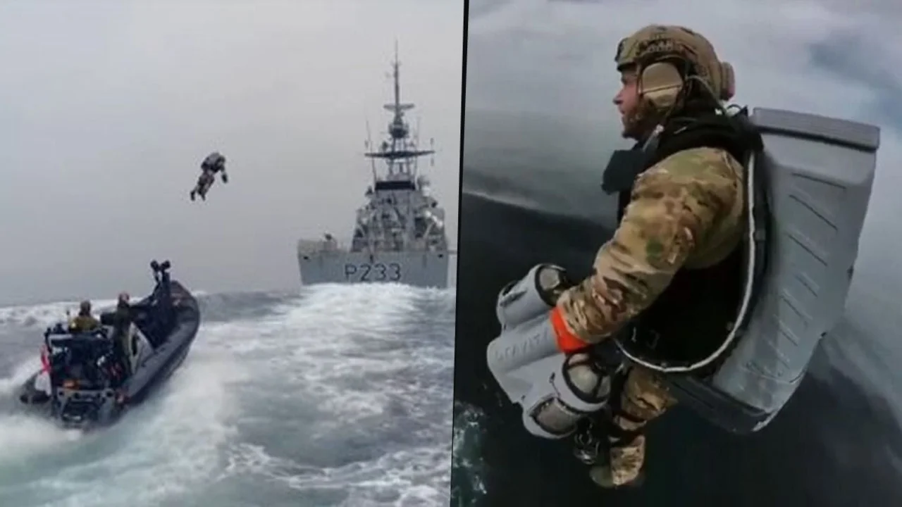 El jetpack de la marina de Reino Unido, con una mochila propulsora para volar como Iron Man
