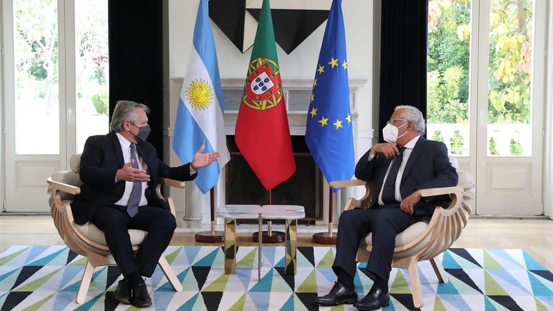 Alberto Fernández y el presidente de Portugal, Antonio Costa