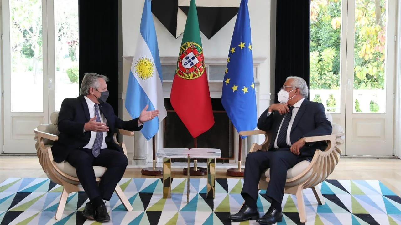 Alberto Fernández y el presidente de Portugal, Antonio Costa