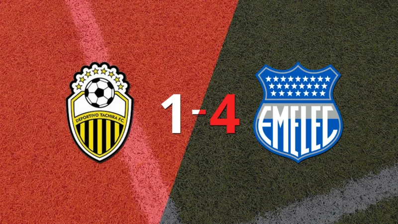 Con triplete y gran actuación de Sebastián Rodríguez, Emelec goleó a Táchira