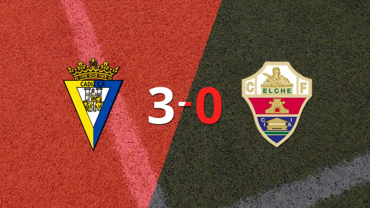Cádiz liquidó en su casa a Elche por 3 a 0
