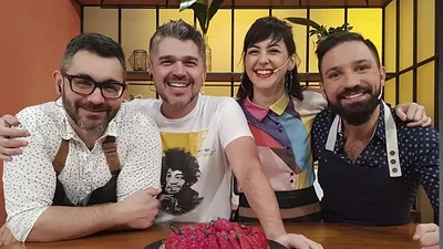 Juan Braceli, Juan Ferrara, Ximena Sáenz y Luciano García en Cocineros Argentinos Juan Braceli, Juan Ferrara, Ximena Sáenz y Luciano García en Cocineros Argentinos