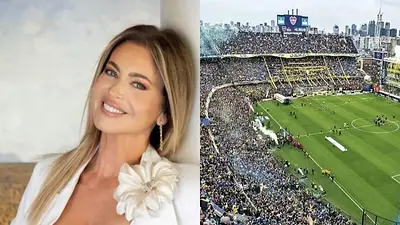 Karina Mazzocco y Chipi Barijho en La Bombonera Karina Mazzocco y Chipi Barijho en La Bombonera