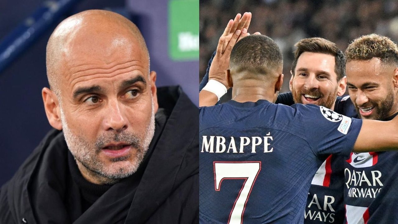 Pep Guardiola Neymar Lionel Messi Manchester City