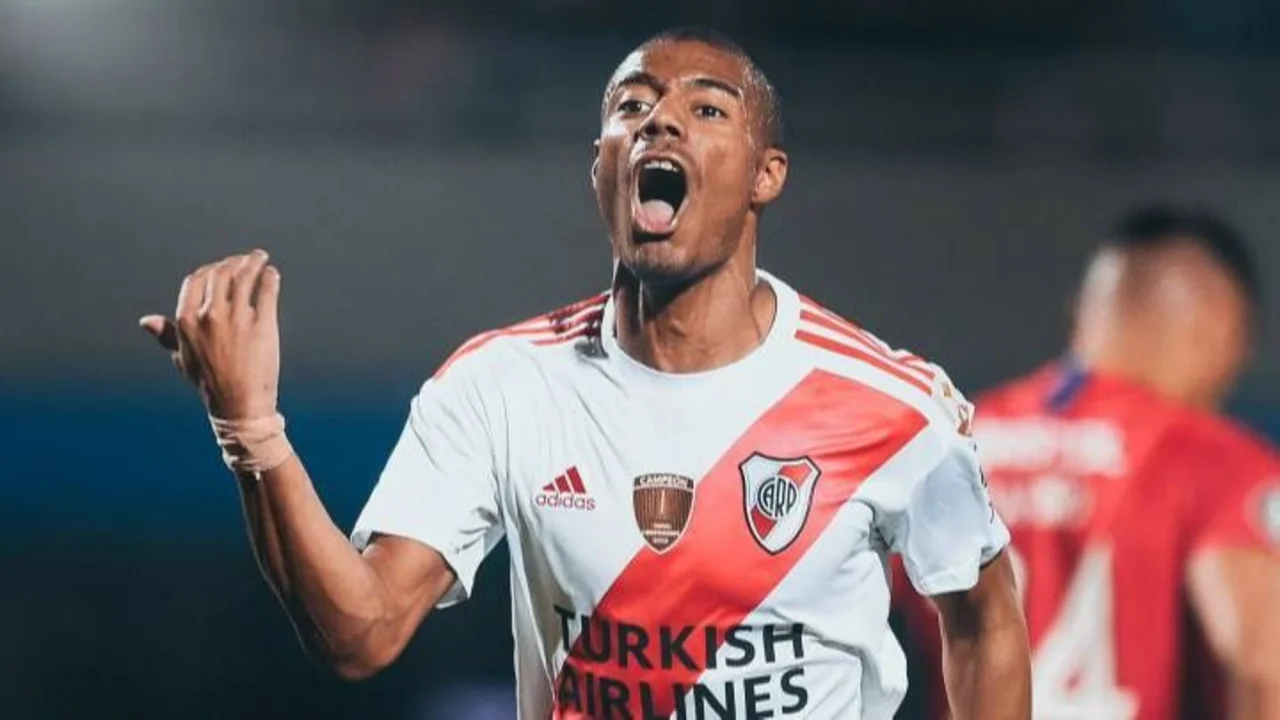 Nicolás De La Cruz, gritando un gol con River