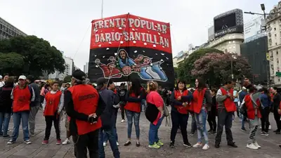 Movilización en el centro porteño. Movilización en el centro porteño.