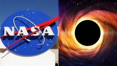 Logo de la NASA y un agujero negro Logo de la NASA y un agujero negro