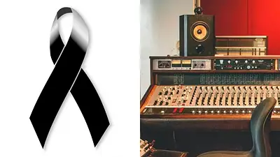 Símbolo de luto y un estudio de grabación Símbolo de luto y un estudio de grabación