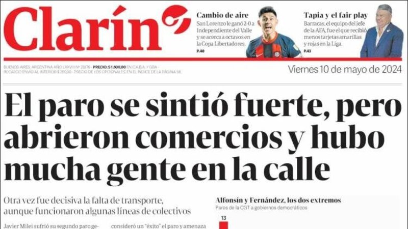 Las insólitas tapas de Clarín y La Nación por el paro general de la CGT