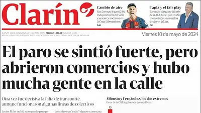 Las insólitas tapas de Clarín y La Nación por el paro general de la CGT Las insólitas tapas de Clarín y La Nación por el paro general de la CGT