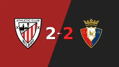 Osasuna sacó un punto luego de empatar a 2 goles con Athletic Bilbao Osasuna sacó un punto luego de empatar a 2 goles con Athletic Bilbao