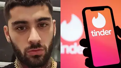 Zain Malik y el logo de Tinder Zain Malik y el logo de Tinder