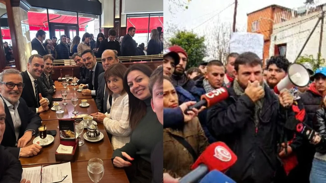 Desayuno cargado: el Gabinete en un bar, mientras la gente pide que liberen la comida