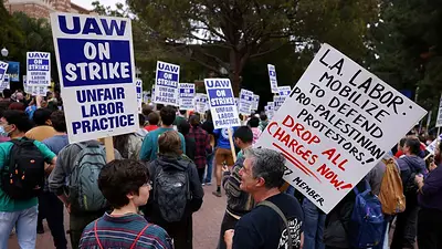 Académicos organizan huelga en California en apoyo de las protestas propalestinas Académicos organizan huelga en California en apoyo de las protestas propalestinas