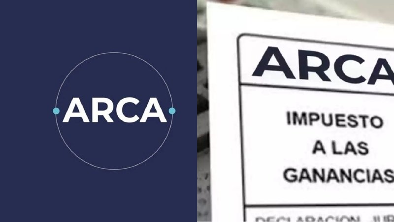 Logo de ARCA y  ficha de impuesto a las ganancias
