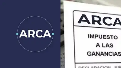 Logo de ARCA y ficha de impuesto a las ganancias Logo de ARCA y ficha de impuesto a las ganancias