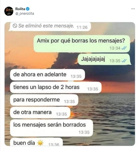 Mensajes eliminados en WhatsApp.