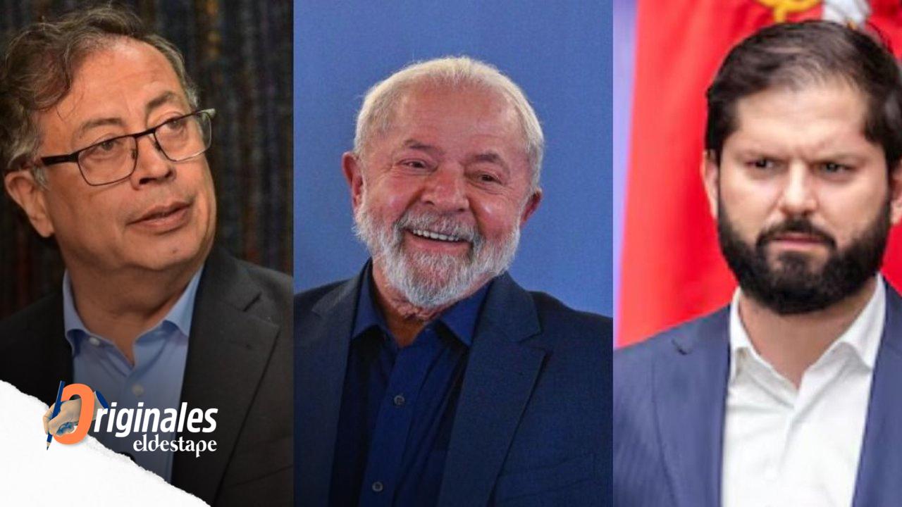 El presidente de Colombia, Gustavo Petro; de Brasil, Luiz Inácio Lula da Silva; y de Chile, Gabriel Boric.