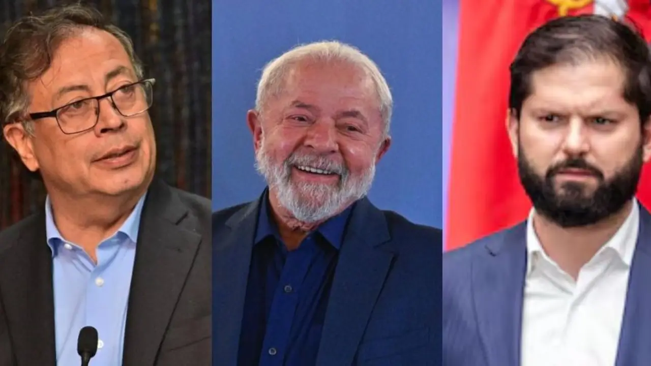 El presidente de Colombia, Gustavo Petro; de Brasil, Luiz Inácio Lula da Silva; y de Chile, Gabriel Boric.