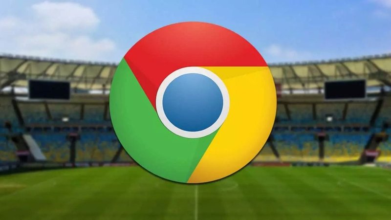 Logo de Google Chrome en un estadio de fútbol