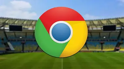 Logo de Google Chrome en un estadio de fútbol Logo de Google Chrome en un estadio de fútbol