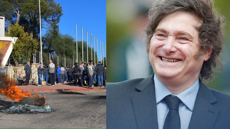 Trabajadores reclamando Javier Milei