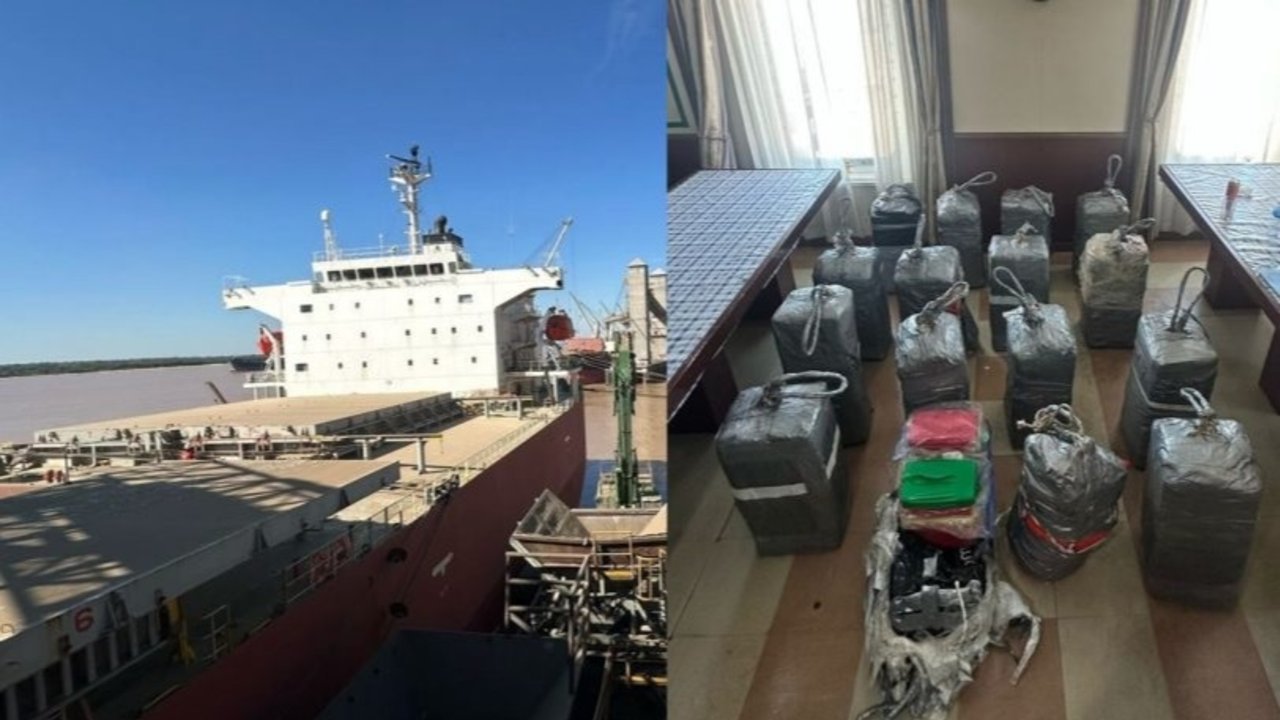 Liberaron a los tripulantes del buque donde se secuestraron casi 500 kilos de cocaína en San Lorenzo
