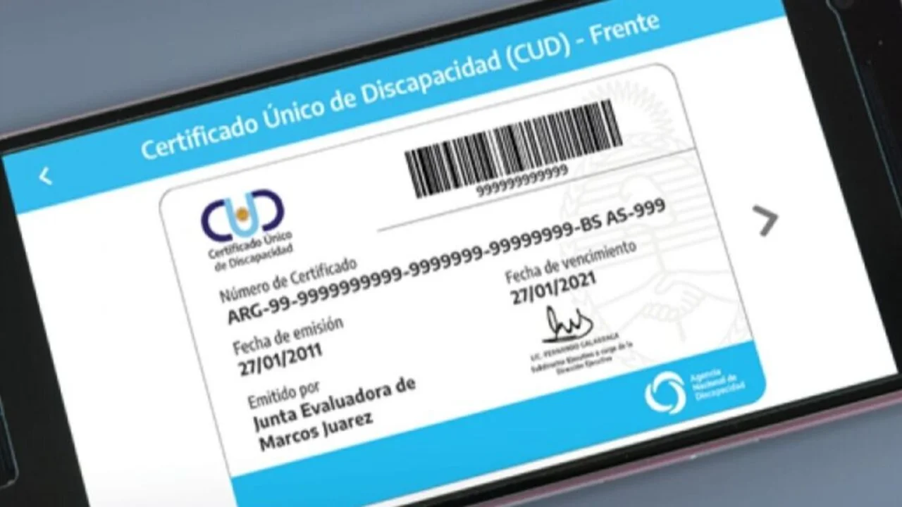 Certificado Único de Discapacidad.