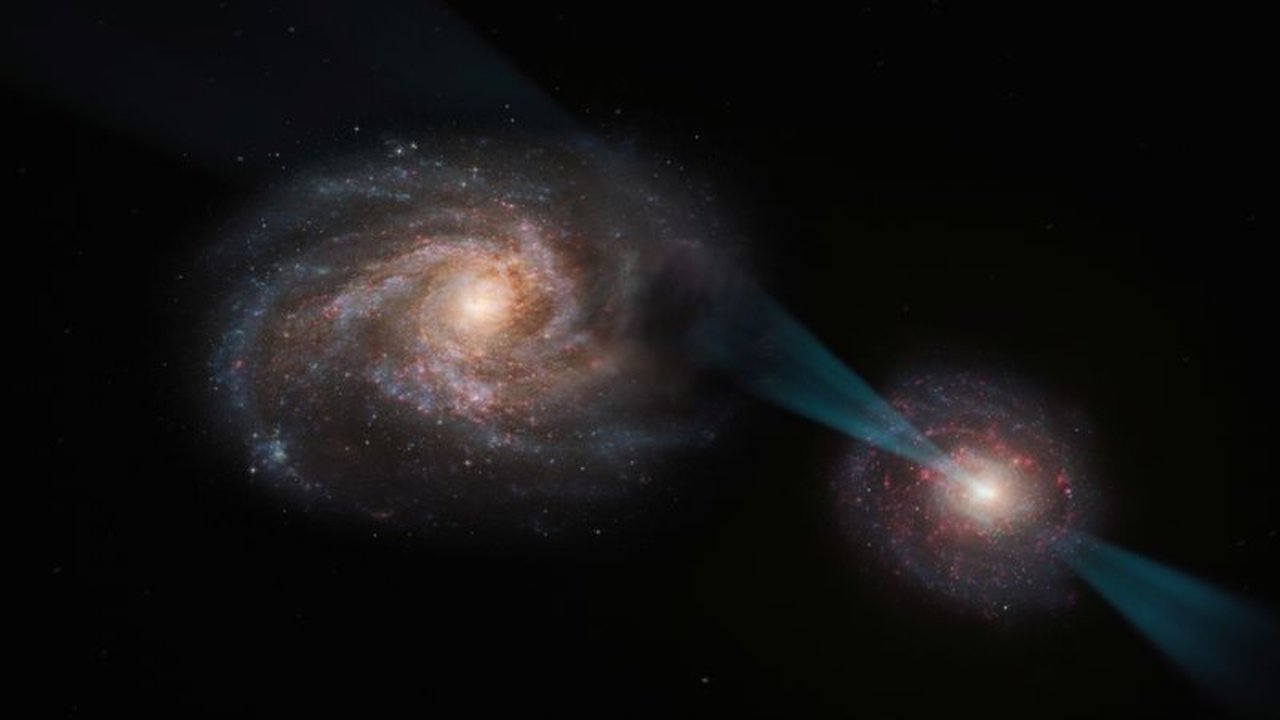 Dos galaxias son vistas en una "justa" que precede a una megafusión cósmica