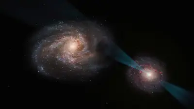 Dos galaxias son vistas en una "justa" que precede a una megafusión cósmica Dos galaxias son vistas en una "justa" que precede a una megafusión cósmica