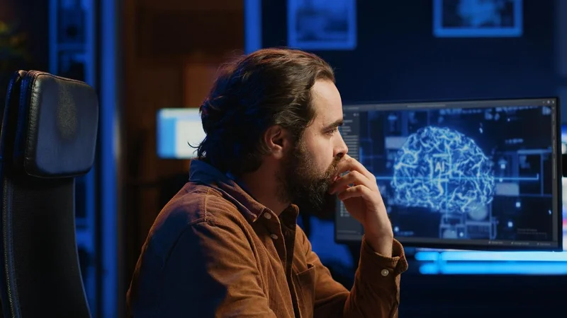 Un hombre frente a una computadora