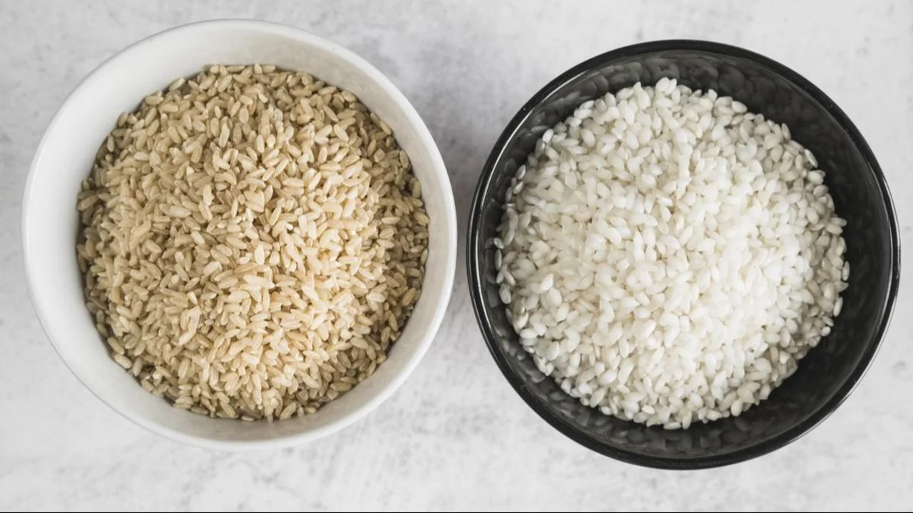 Arroz integral vs arroz blanco.