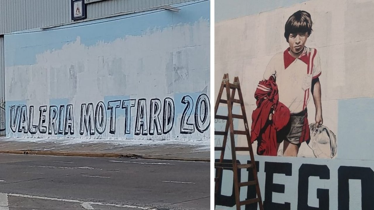 Indignación: candidata de Miguel Ángel Pichetto tapó un mural de Diego Maradona en La Matanza