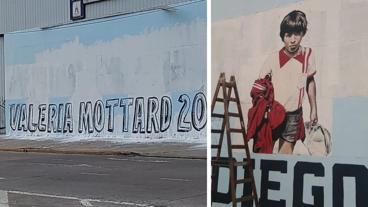 Indignación: candidata de Miguel Ángel Pichetto tapó un mural de Diego Maradona en La Matanza