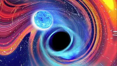 Agujero negro, estrella de neutrones, colisión, choque, universo, espacio exterior Agujero negro, estrella de neutrones, colisión, choque, universo, espacio exterior