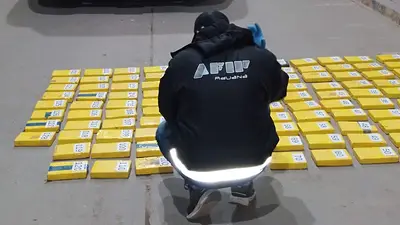 "Bananas blancas": Aduana secuestró más de 130 kilos de cocaína oculta en un camión bananero "Bananas blancas": Aduana secuestró más de 130 kilos de cocaína oculta en un camión bananero