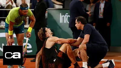 Nadal pasa a la final de Roland Garros tras la lesión de Zverev Nadal pasa a la final de Roland Garros tras la lesión de Zverev