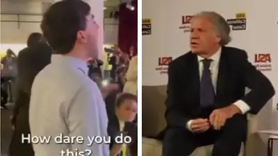 Escrachan a Almagro por Bolivia en Estados Unidos: "Tiene sangre en las manos" Escrachan a Almagro por Bolivia en Estados Unidos: "Tiene sangre en las manos"