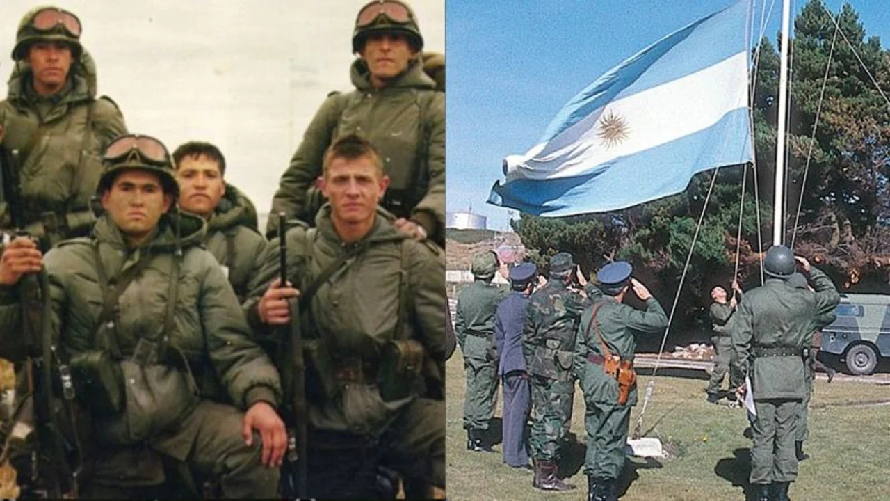 La primera bandera argentina que se izó el 2 de abril de 1982, en las Islas Malvinas