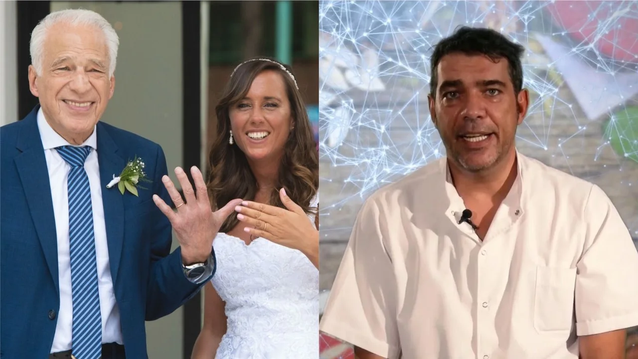 Alberto y Adrián Cormillot, y Estefanía Pasquini