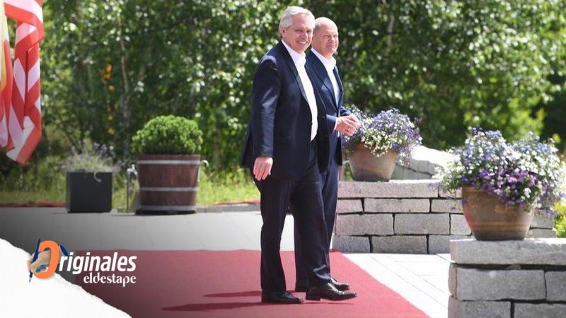Alberto Fernández y Olaf Scholz, canciller alemán. 