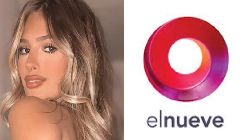 Julieta Poggio y el logo de El Nueve